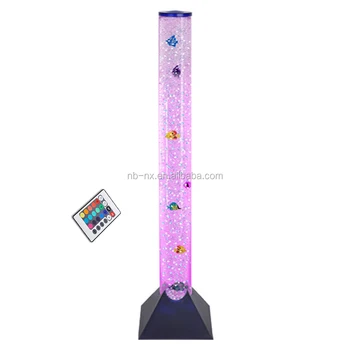 Tall Colour Changing Led Sensory Bubble Fish Water Tower Floor Lamp Lights Whit Remote Control Up Light