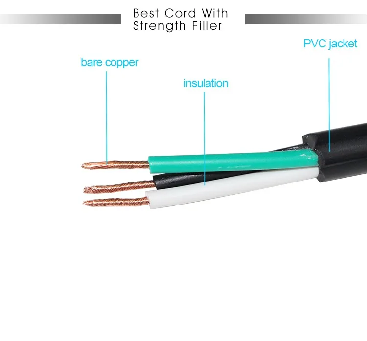 H05vv-f 3g1.5mm2 Aluminum Electrical Cable C13 Socket Detachable 