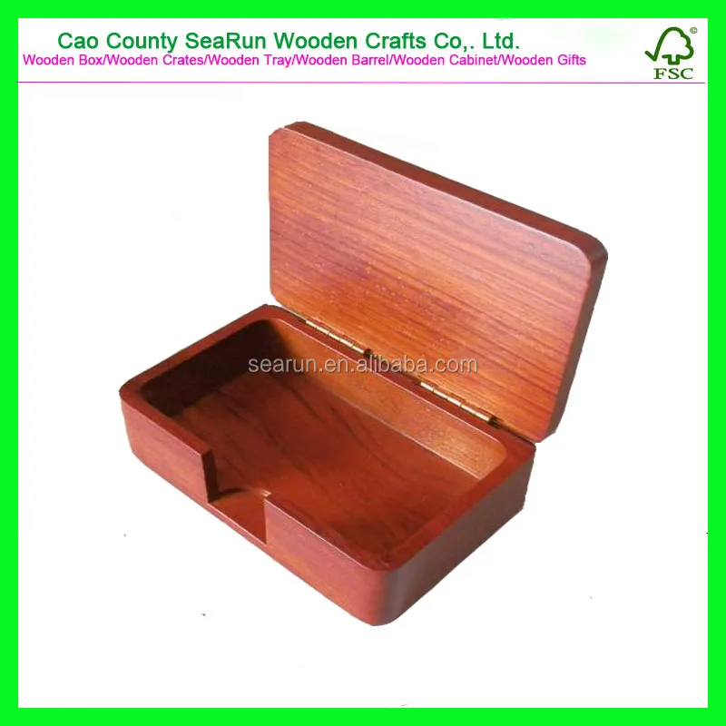 wooden storage box with hinged lid
