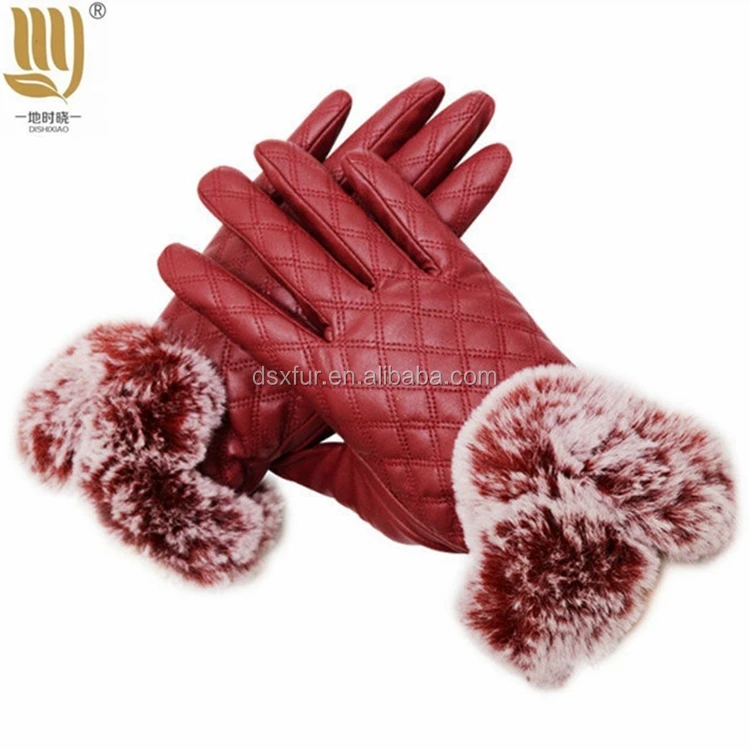 fur lined leather gloves ladies