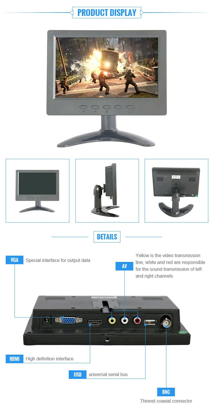 High Resolution 7 Inch Ips Full Hd Lcd 1080p Crt Monitor - Buy 7 Inch