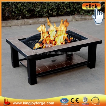 Outdoor Low Rectangular Ceramic Tiles Multi Function Fire Pit