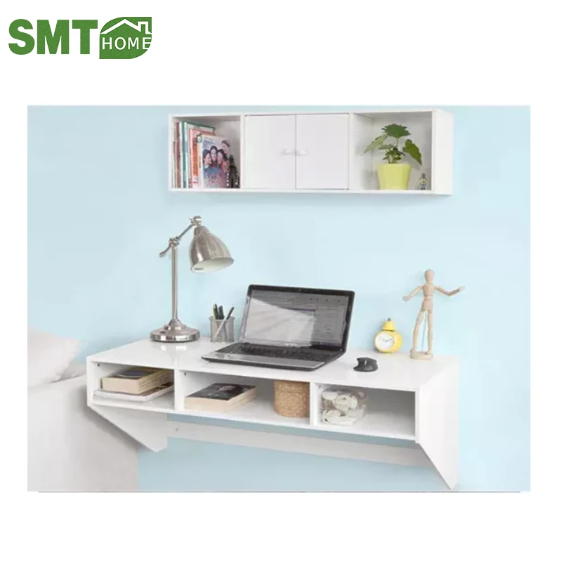 Floating Desk Storage Modern Wall Computer Desk Floating Hanging