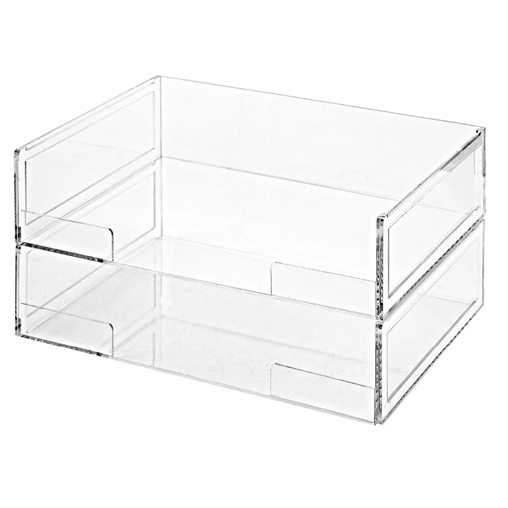 New Design Clear Acrylic Deluxe Stacking Document Paper Trays Desktop