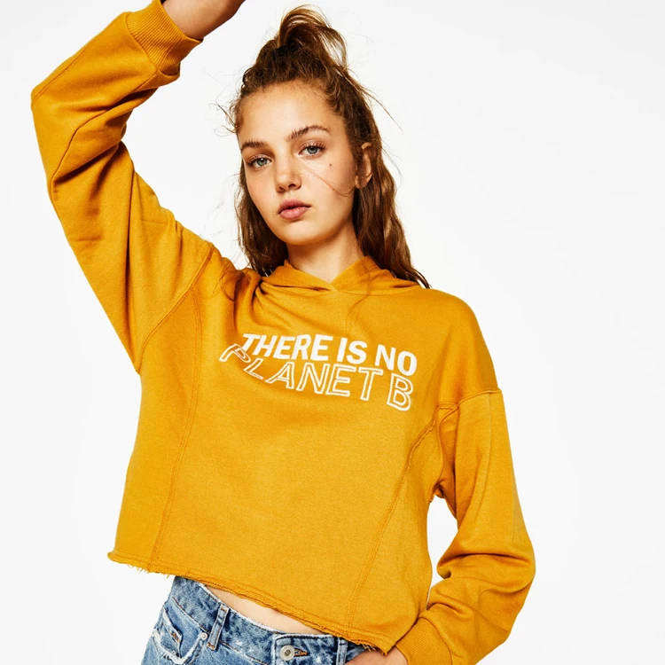 crop hoodie yellow