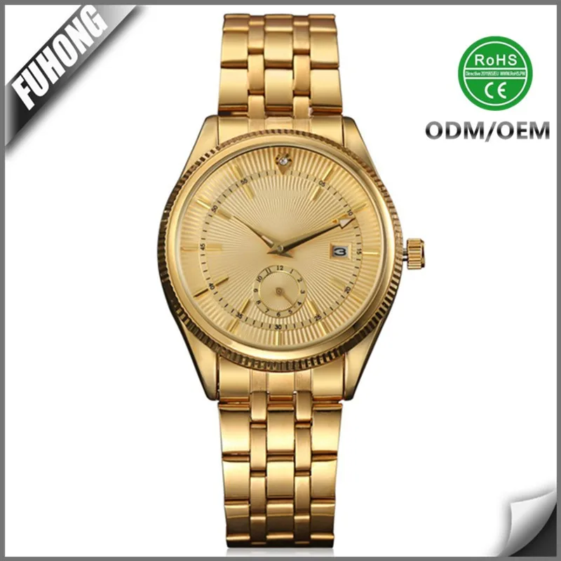 Oem Roles Luxury Gold Watch Japan Movt With Date Water Resistant For