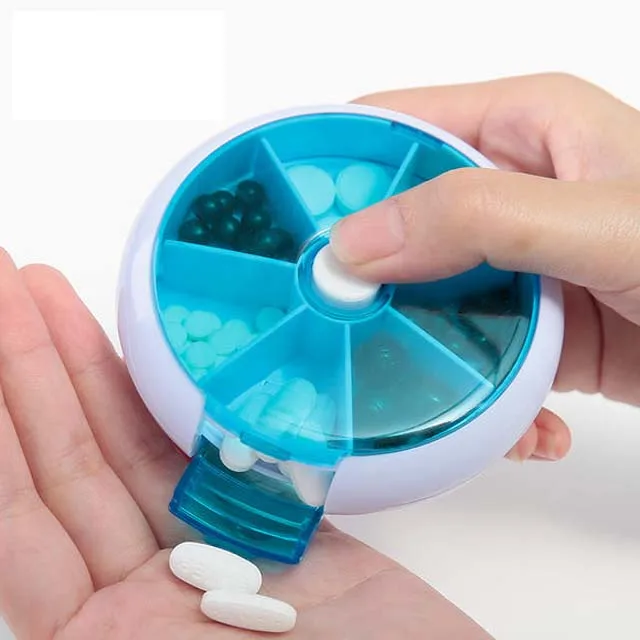 Colorful And Round Shape Weekly Plastic Pill Box 7 Day Portable Drug