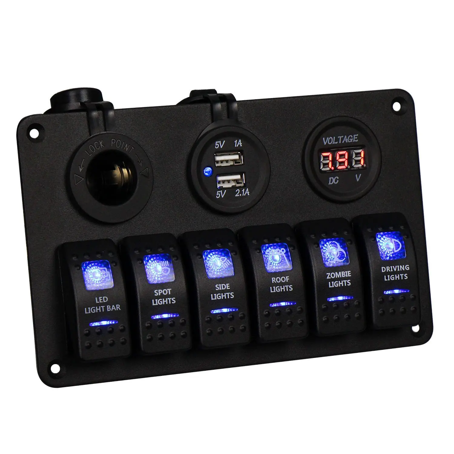 Voltímetro Impermeable Ce 6 Gang Led Interruptor Rocker Switch 2 Usb Mechero 12 24 V Barco Herramienta Auto Del Coche Nuevo Buy Voltímetro