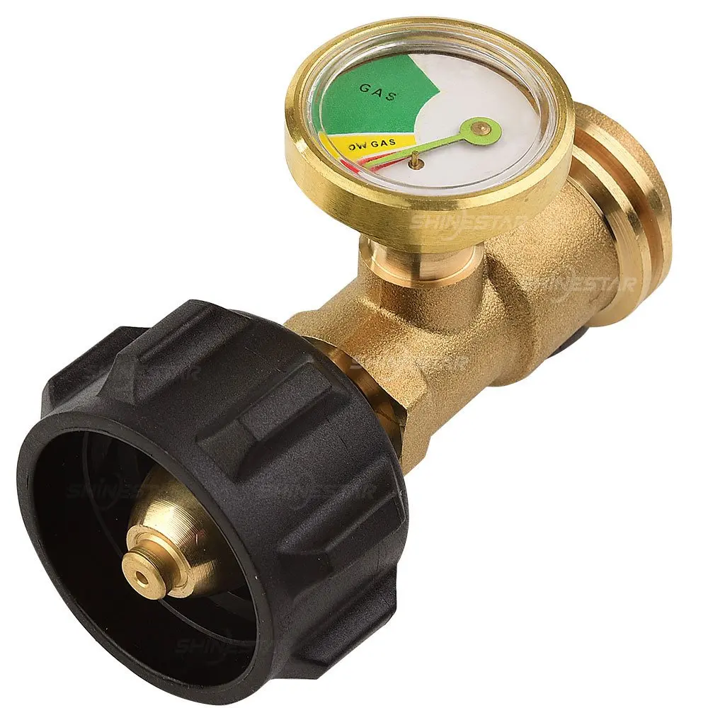 SHINESTAR Propane Tank Gauge,RV Propane Gauge Indicator, LP Gas Bottle Pressure Meter Leak Detector, Propane Gas Level indicator, Type 1 Connection for Propane Cylinder, Gas Grills, RVs, Boats