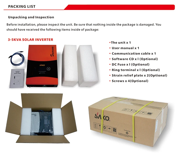 Off Grid Pure Sine Wave Wall-mounted 48V 5KVA/4KW With 80A MPPT Hybrid Solar Inverter with Parallel Function