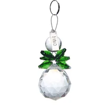 2PCS Clear Grreen 30mm Glass Crystal Ball Christmas Snowman Hanging Pendants Suncatcher Chandelier Part Prism Tree Decorations