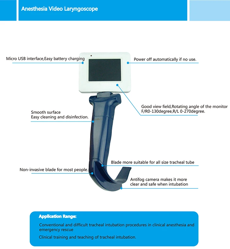 Factory Price sale High Resolution Difficult Airway Medical Professional Anesthesia Video Laryngoscope
