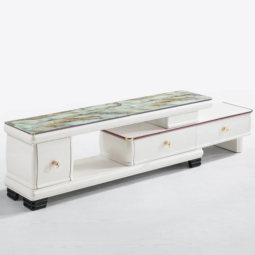 New Model Modern Elegant Style Marble Wall White Tv Stand With