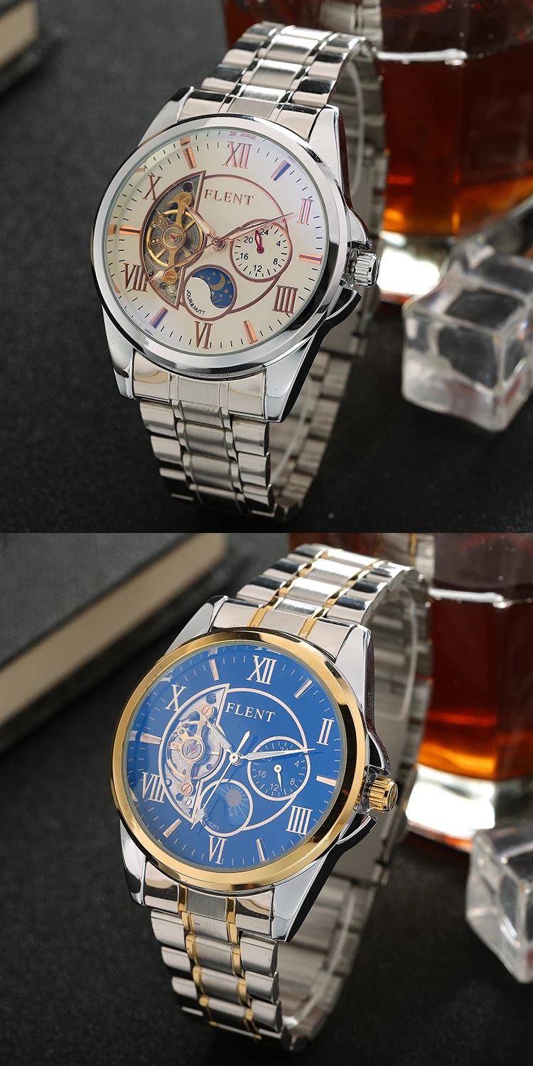 Flent Luxury Brand Men Wrist Watch Self Wind 24 Hour Fashion Tourbillon