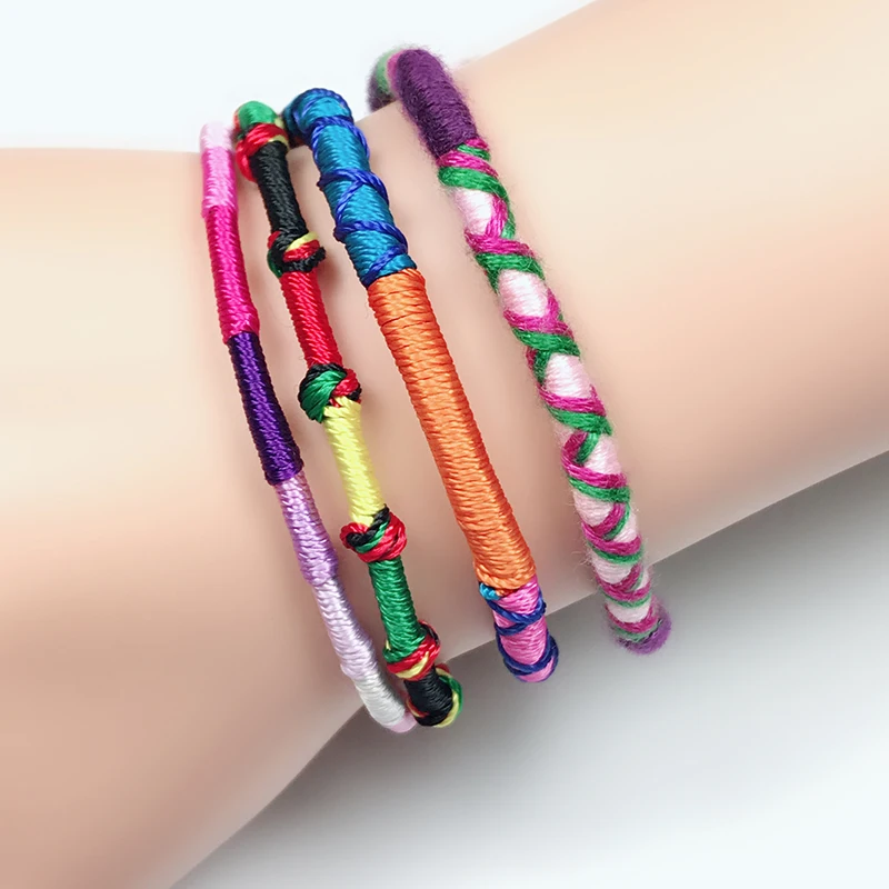 Handmade Friendship Silk String Bracelet Nepalese Style Lucky Braided