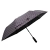 One hand operation auto open and auto close European grid 3 folding electric umbrella