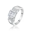 LOZRUNVE 18K Gold Plating Big Square Stone Zirconia Ring Men 925 Silver