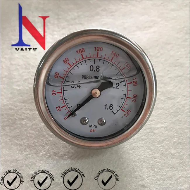 25 Mpa 63mm One Piece Brass Fitting Stainless Steel Case Oil Pressure