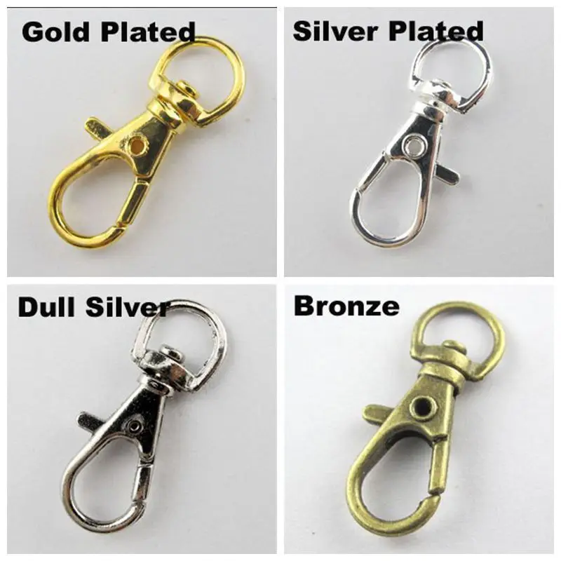 20Pcs Gold Silver Bronze Swivel Lobster Clasp Clips Key Hook Keychain Split Key Ring Findings Clasps