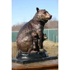 large decorate plush bronze teddy bear statue and cub for sale