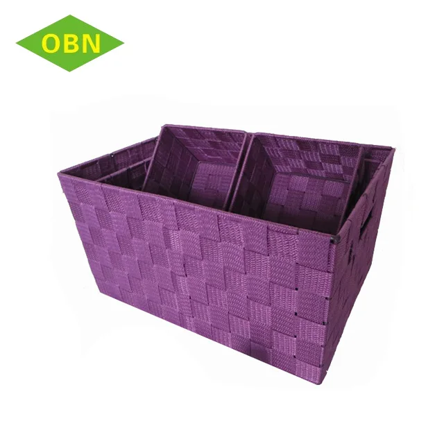 Hand Woven Nylon Strap Storage Organizer Basket Hand Woven Nylon Strap Storage Organizer Basket