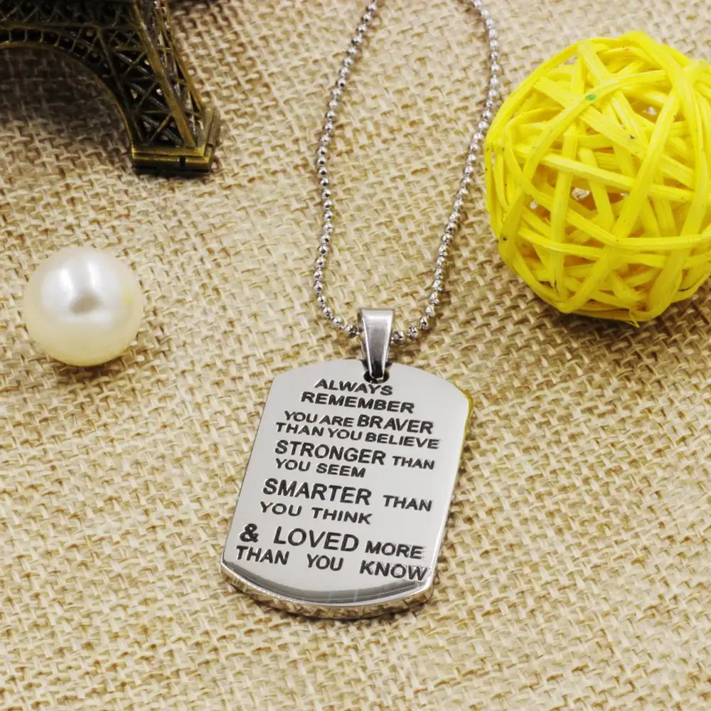 OEM Stainless Steel Necklace Stamped Tags Jewelry Findings Engraved Quotes Pendants Factory Jewelry Wholesale Custom Logo