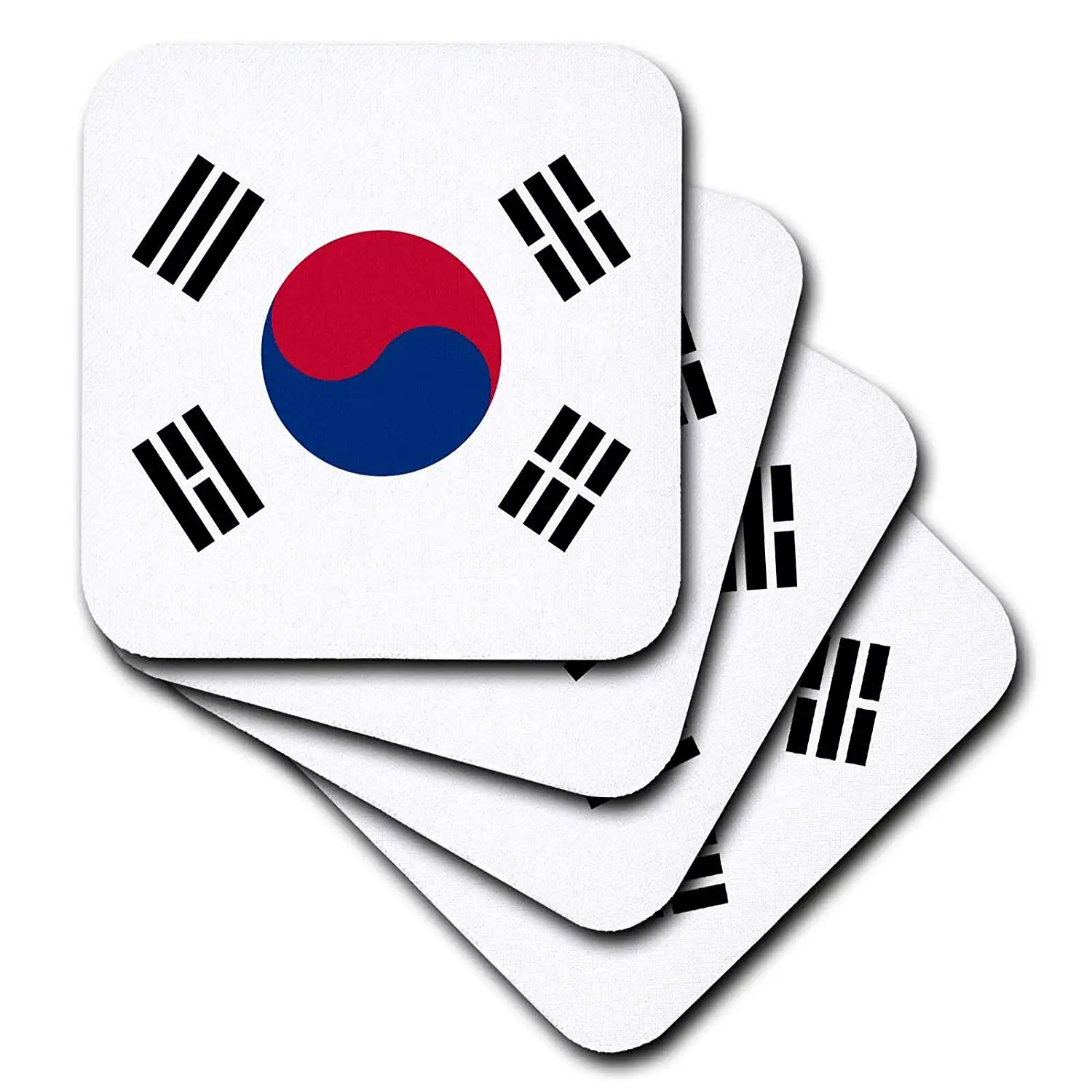 3dRose ft/_158435/_1 Flag of South Korea Korean White Red Blue Taegeuk Circle Black Trigrams Taiji Yinyang Taegeukgi Framed Tile 8 by 8