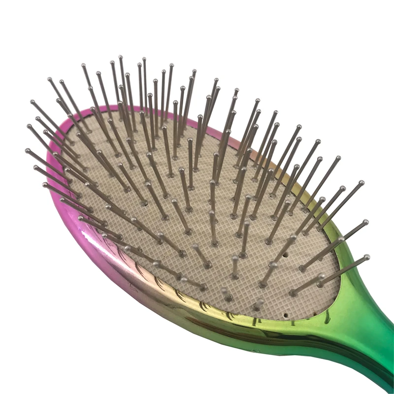 Customized Electroplating Metal Bristle Detangling Hair Brush Buy Uv Electroplating Metal