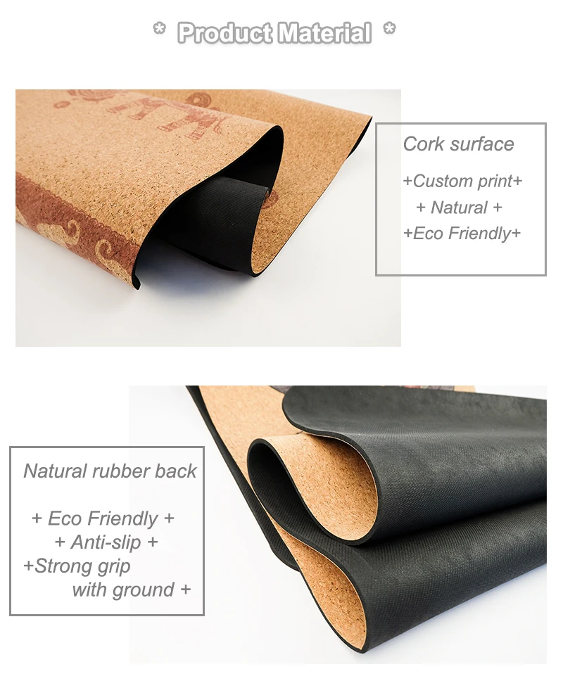 hot yoga mat custom design and logo organic eco cork yoga mat