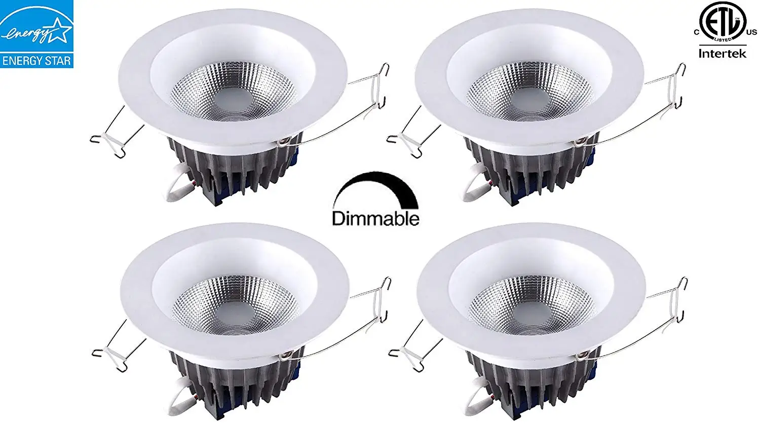 4" Reflector LED Downlight 11W; 120V-277V; CRI>80; 850 Lumens; Dimmable; Energy Star Certified; Easy Install Into Existing 4" Recessed Can; 5 Year Warranty; Warm White 3000K- (4 Pack)