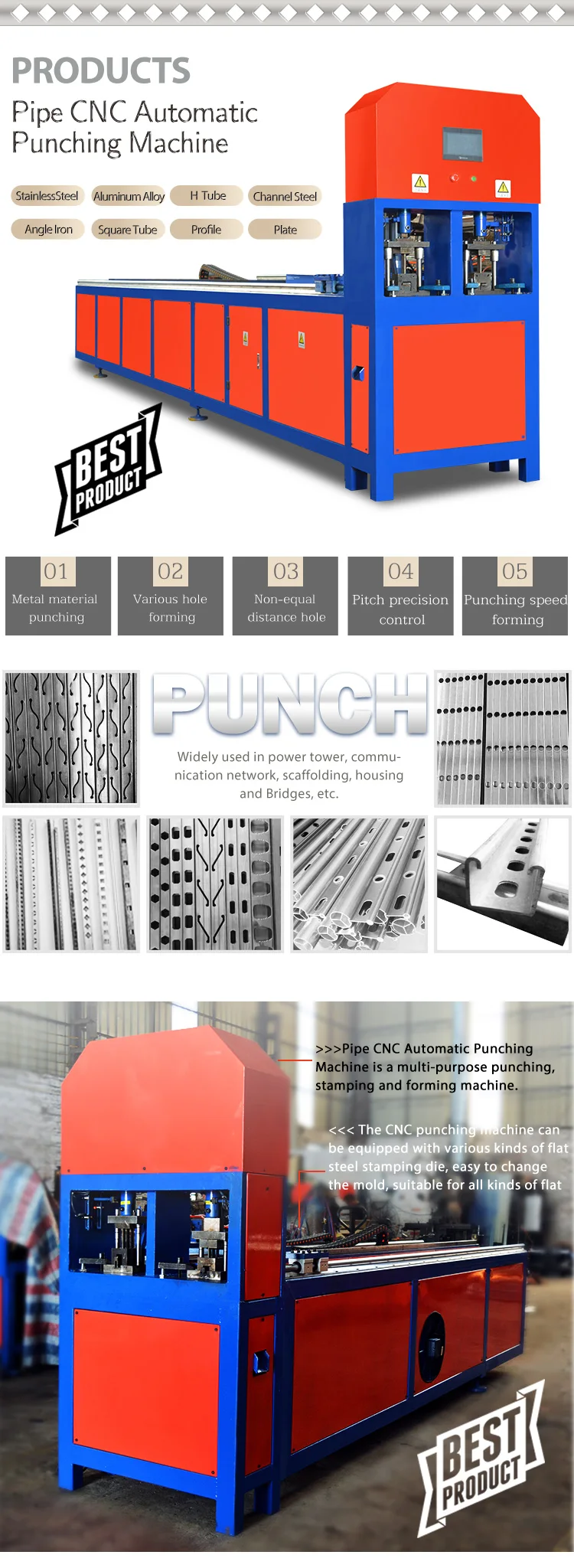 CNC Hydraulic Automatic Perforating Tube Hole Punching Machine