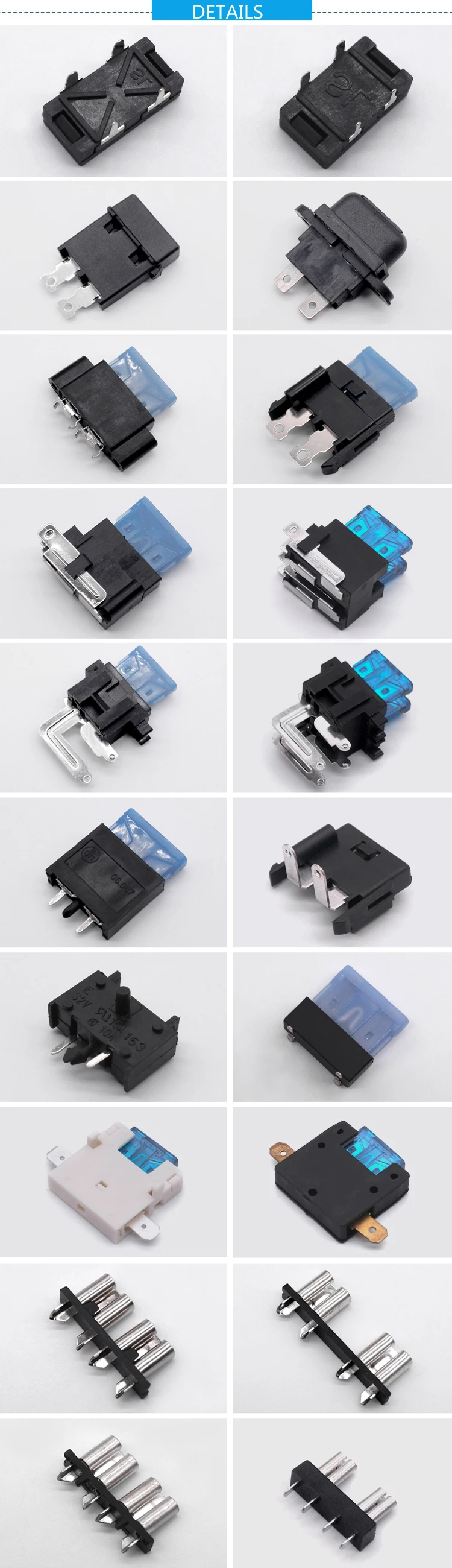 Black ROHS Certified Blade Fuse Holder With Cover for PCB Mounting in Automotive Applications