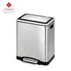 Urise USA Market Stainless Steel Rectangle Garbage Waste Recycle Dual Trash Can