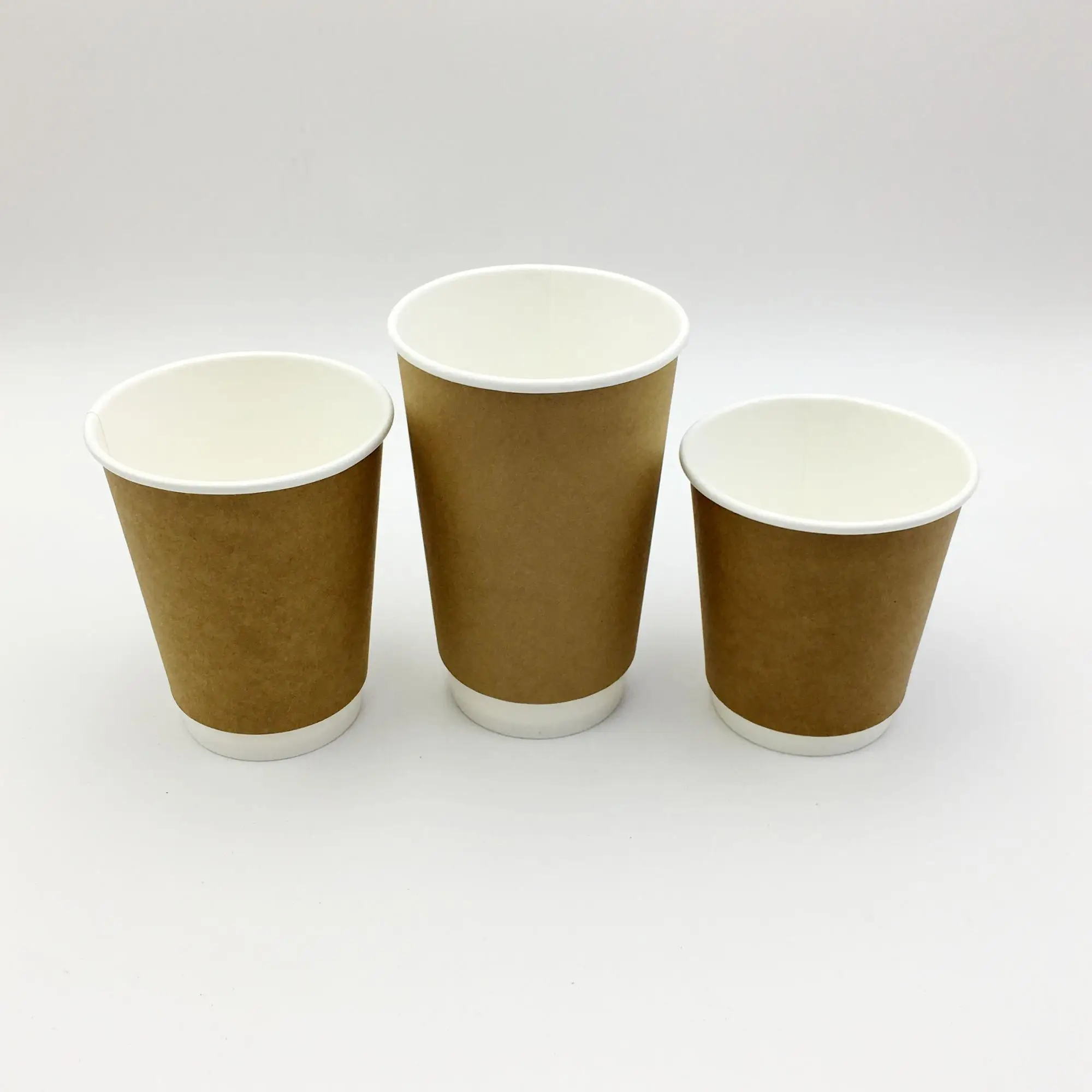低起订量定制 10 盎司 12 盎司 16 盎司双壁热饮咖啡牛皮纸杯带盖