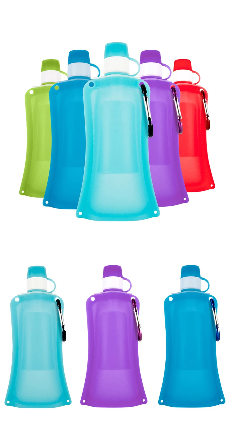 BPA Free Foldable Silicone Water Bottle Collapsible