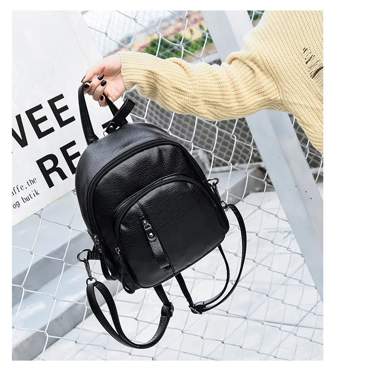 mochilas de piel negras para mujer