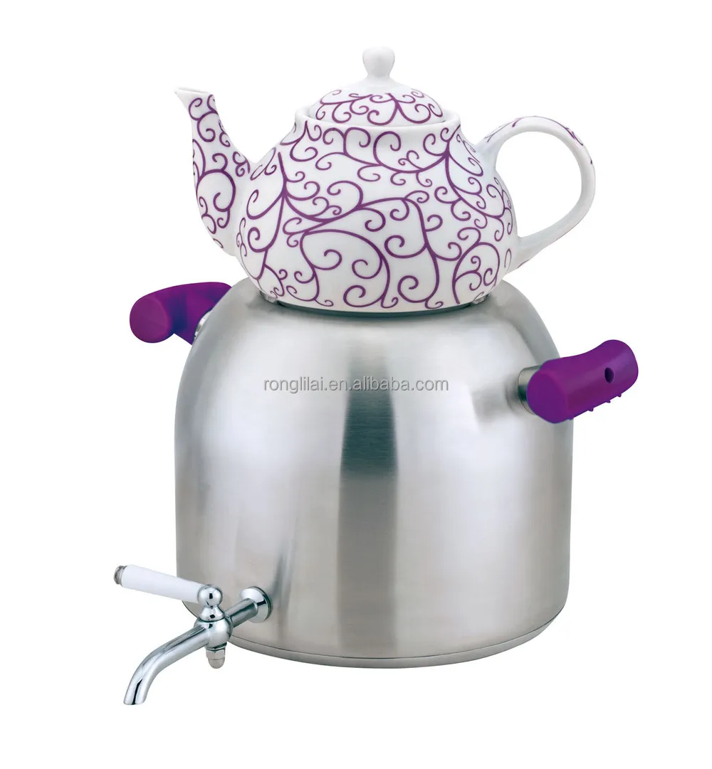 Ceramic And Stainless Steel Double Tea Kettle Buy Whistling Kettle