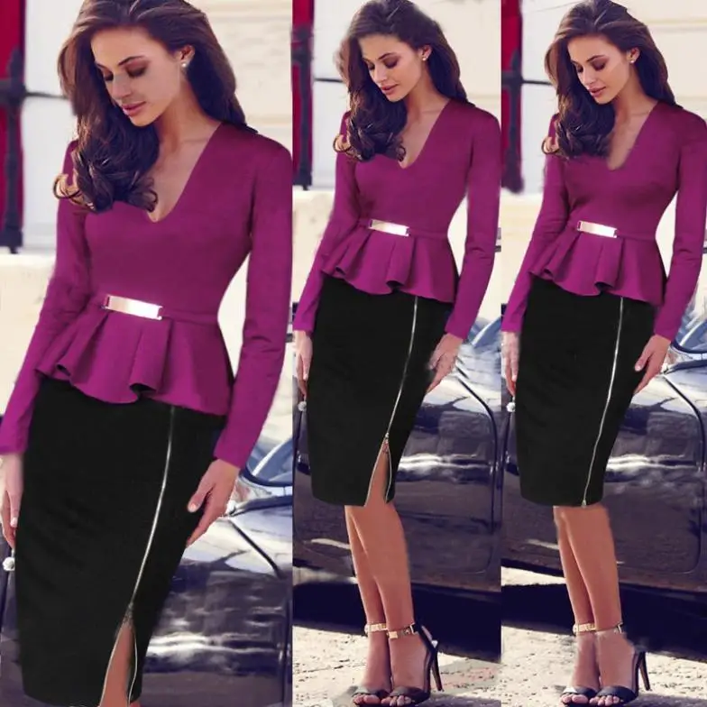 Whole Uk Fashion Womens Dress 2017 Women Ruffles V Neck Whole Uk Fashion Womens Dress 2017 Women Ruffles V Neck Office Dresses Midi Elegant Wear Las Clothes Size L Tail Brands