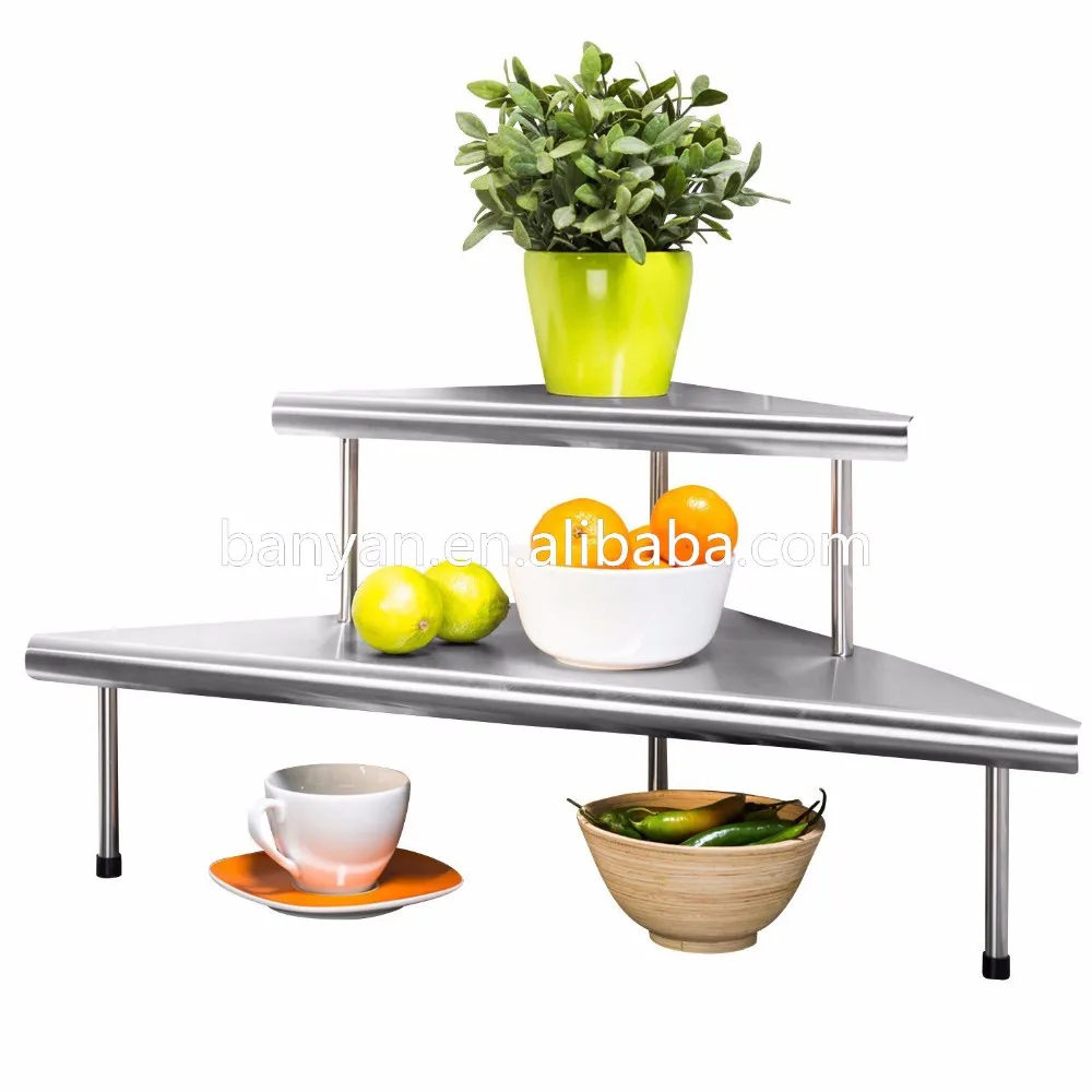 Stainless Steel Triangle Corner Shelf Two Tier Kitchen Utensil Corner   HTB14PiKNFXXXXXPXXXXq6xXFXXXf 