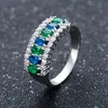 Microinlay Denim Crystal Zircon Opening Wedding Anniversary Diamond Ring Adjustable