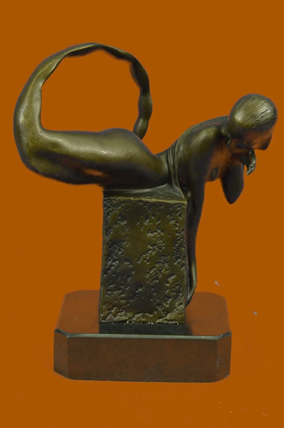 Mermaid Half Naked Holding a Shell Bronze Statue Fountain 