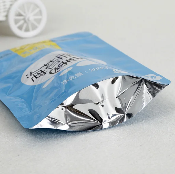 New style stand up resealable aluminum foil ziplock bag for powder packing