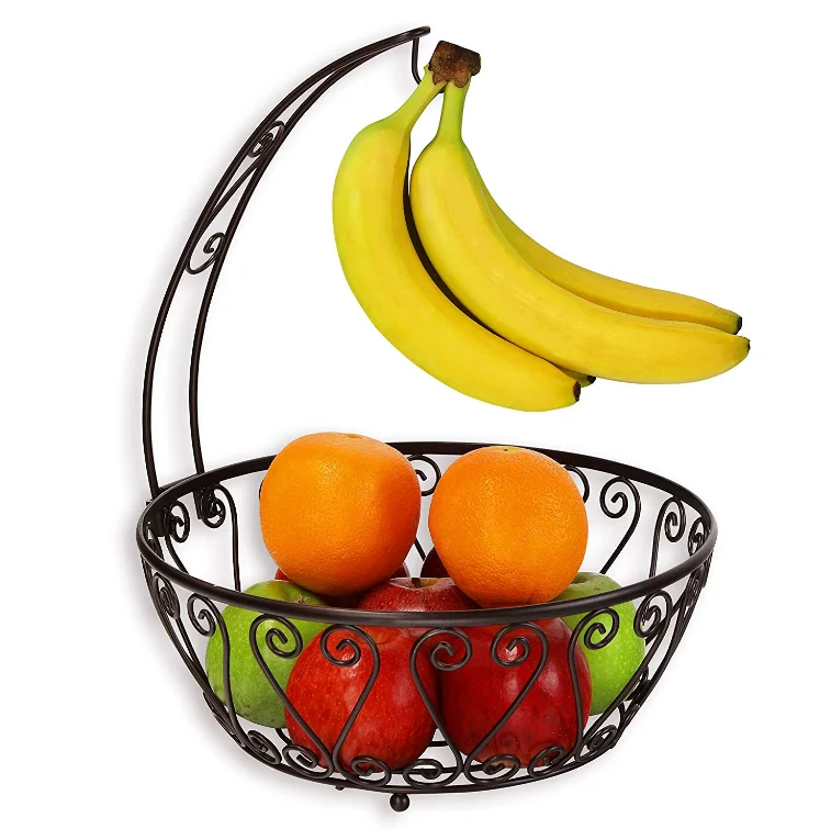 Wholesale Modern Countertop Bronze Metal Wire Fruit Basket Bowl With