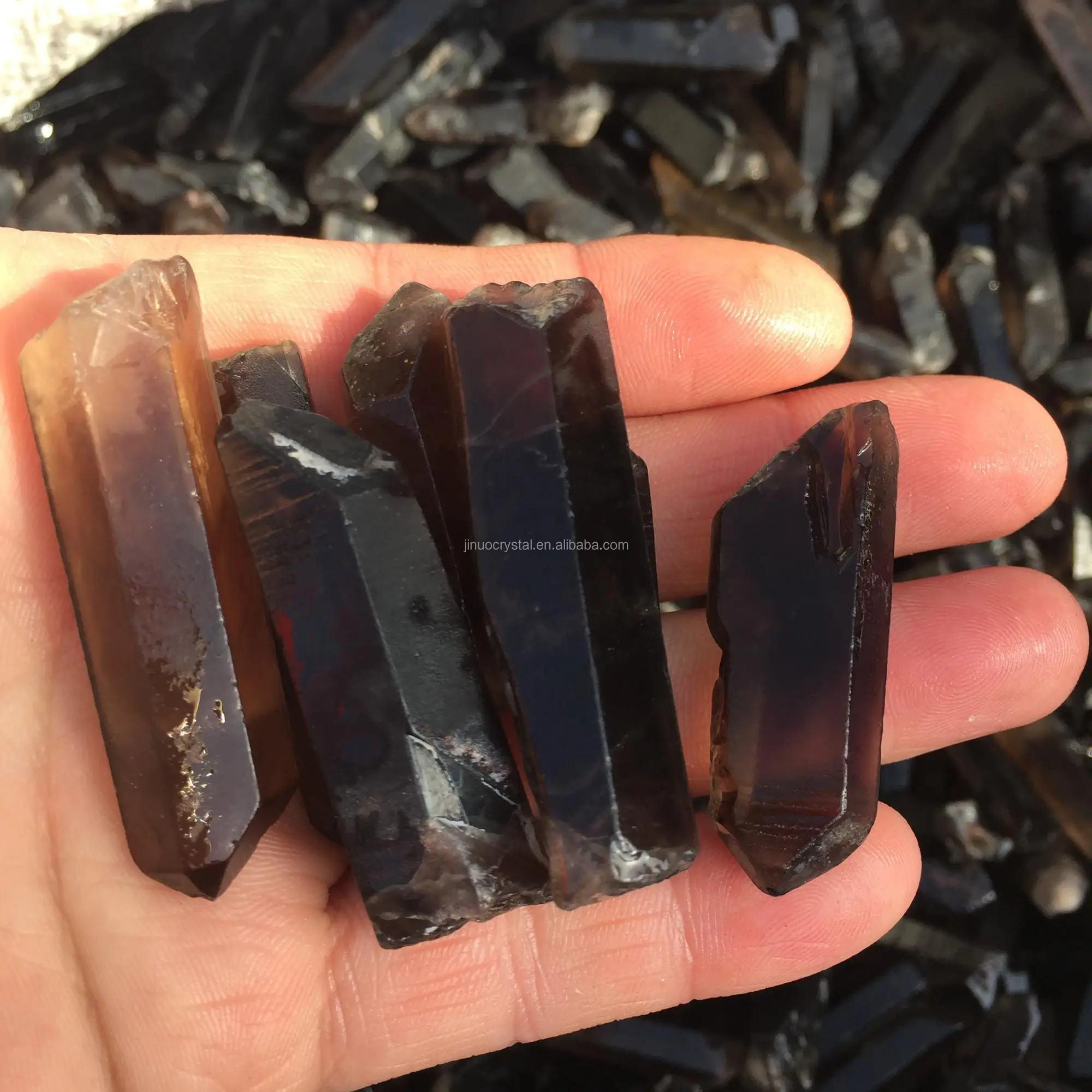 natural smoky quartz crystal stone point for making jewelry