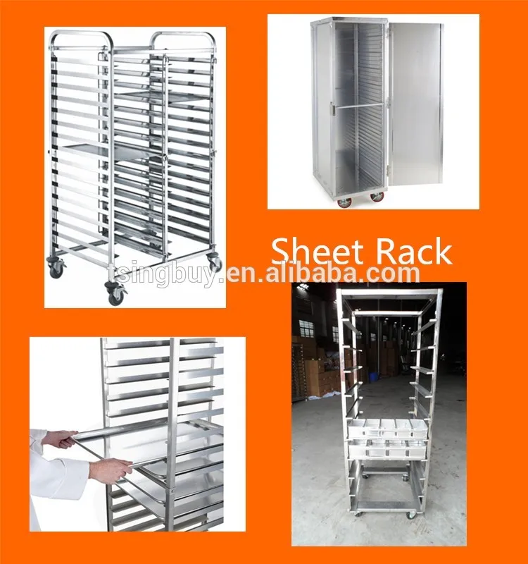 Commercial stainless steel bread baking pan trolley