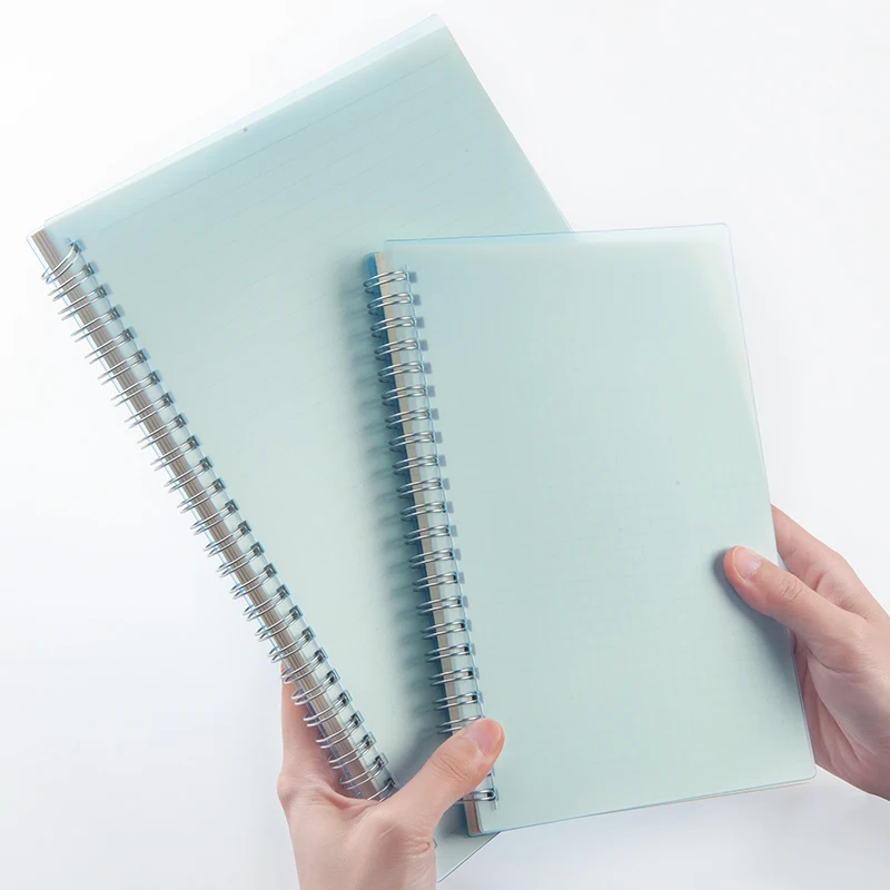 Hot Selling A5 Hard PP PVC Plastic Cover Spiral Notebook With Dot Gird Pages