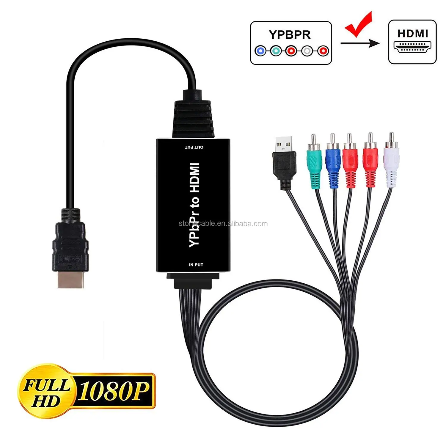 5RCA RGB Component To HDMI Converter Ypbpr R/L To HDMI Converter Video Audio Adapter For on m.alibaba.com