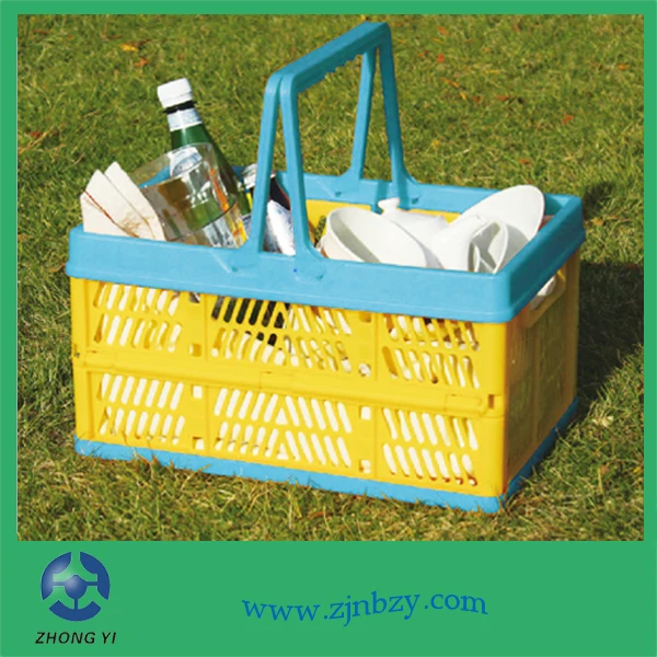 Plastic Foldable Custom Cheap Storage Picnic Basket Customized Collapsible Silk Printing Twist