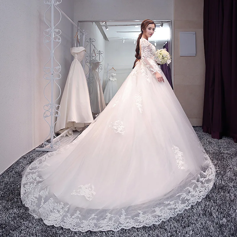 wedding dresses with long tail