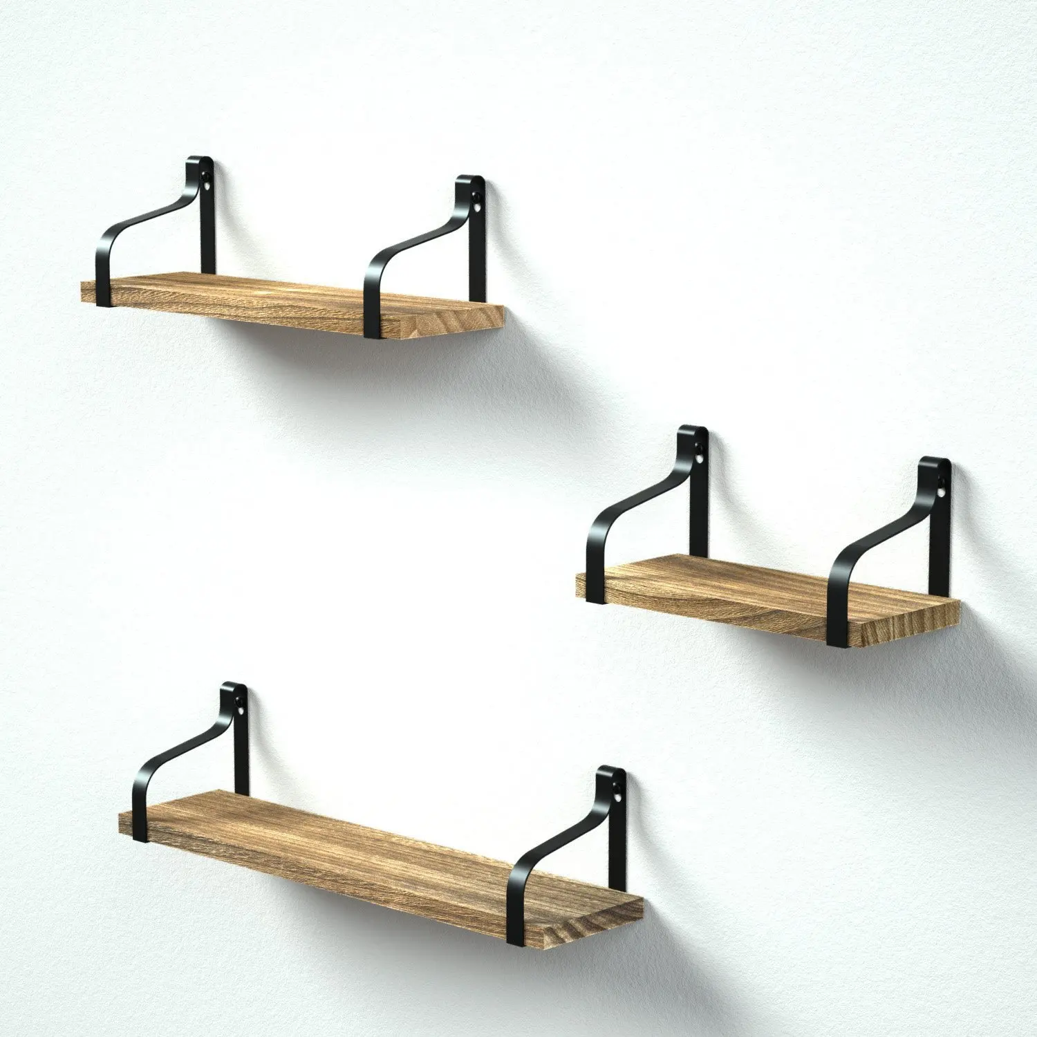 浮动货架壁挂式-仿古木壁架